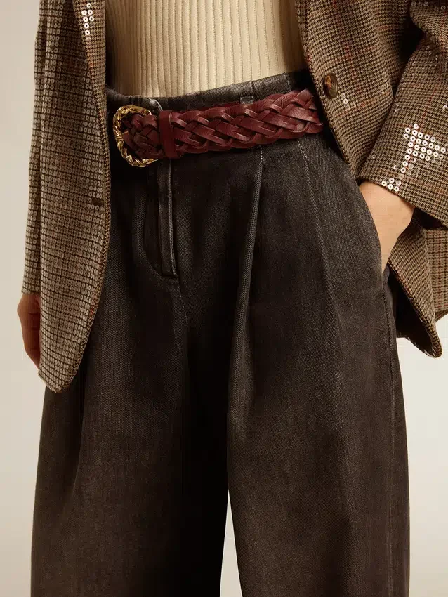 Pantaloni da donna in cotone con lavaggio medio