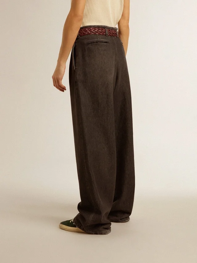 Pantaloni da donna in cotone con lavaggio medio