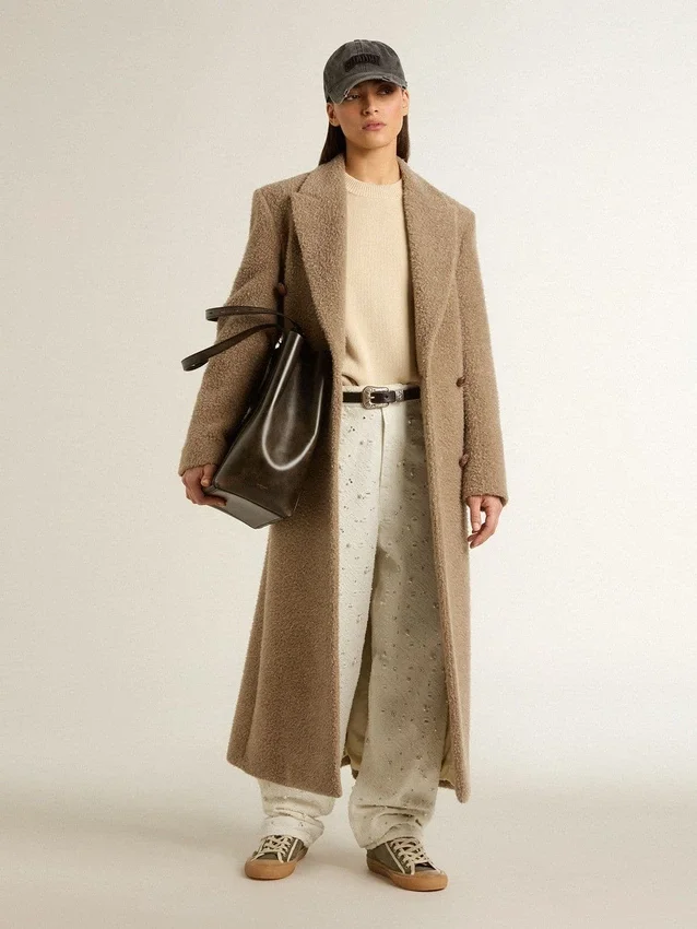 Pantaloni da donna in denim bianco con perline e cristalli