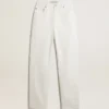 Pantaloni da donna in denim di cotone bianco ottico