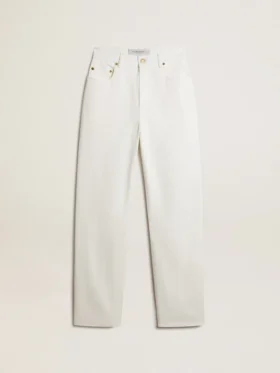 Pantaloni da donna in denim di cotone bianco ottico