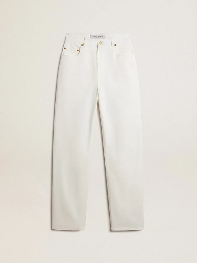 Pantaloni da donna in denim di cotone bianco ottico