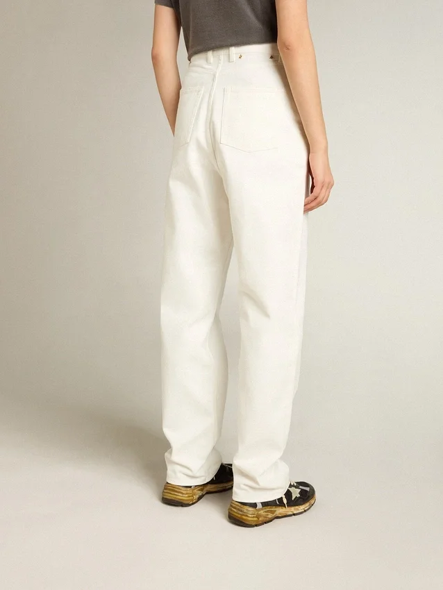 Pantaloni da donna in denim di cotone bianco ottico