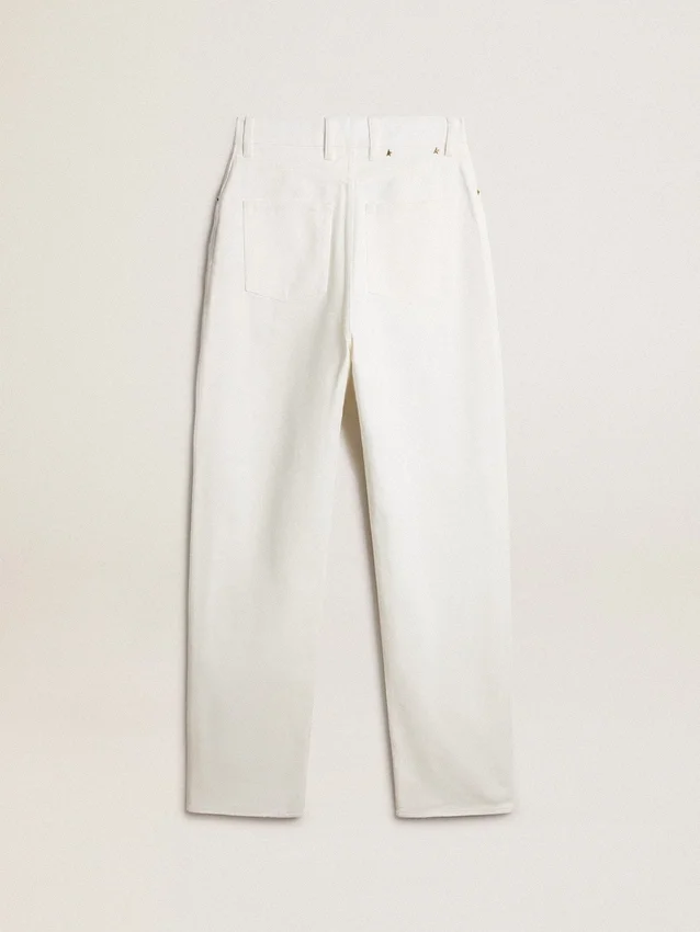 Pantaloni da donna in denim di cotone bianco ottico