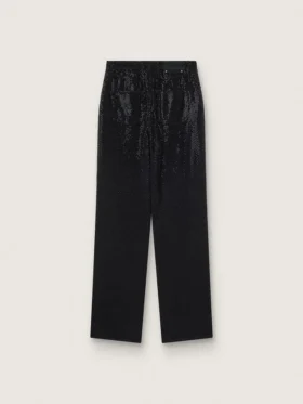 Pantaloni da donna in denim di cotone con decorazioni in cristallo con effetto sfumato