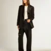 Pantaloni da donna in denim di cotone con decorazioni in cristallo con effetto sfumato