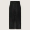Pantaloni da donna in denim di cotone nero con trattamento vissuto