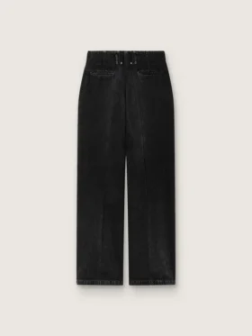 Pantaloni da donna in denim di cotone nero con trattamento vissuto