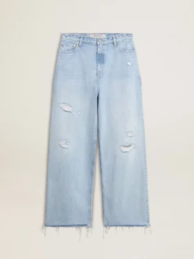 Pantaloni da donna in denim effetto vissuto