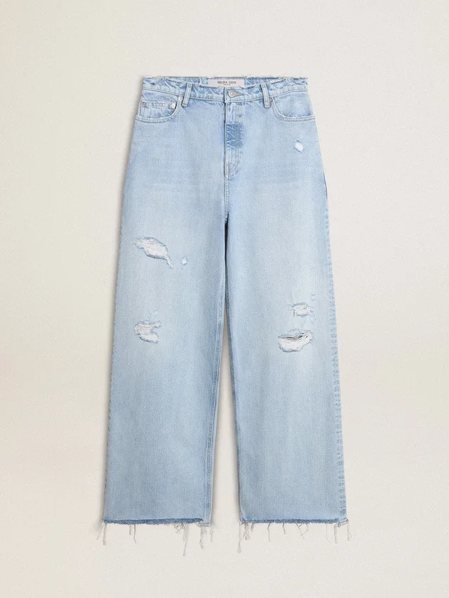Pantaloni da donna in denim effetto vissuto