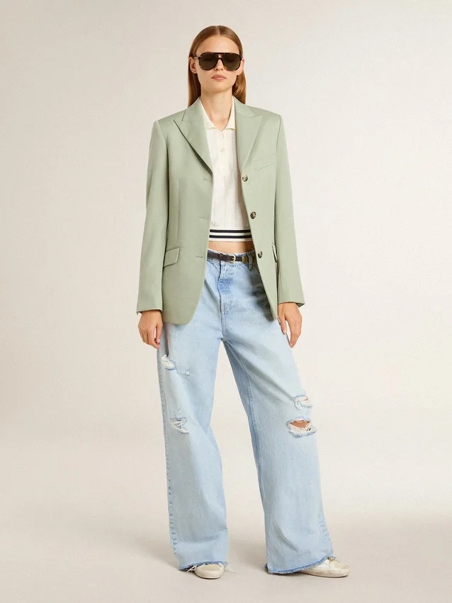 Pantaloni da donna in denim effetto vissuto