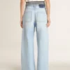 Pantaloni da donna in denim effetto vissuto