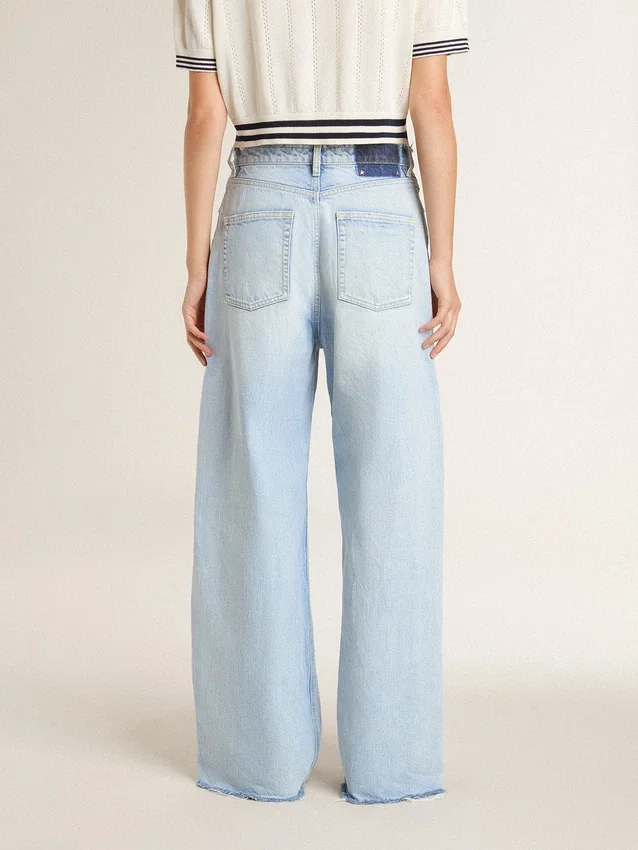 Pantaloni da donna in denim effetto vissuto