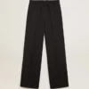 Pantaloni da donna in gabardina di lana blu scuro