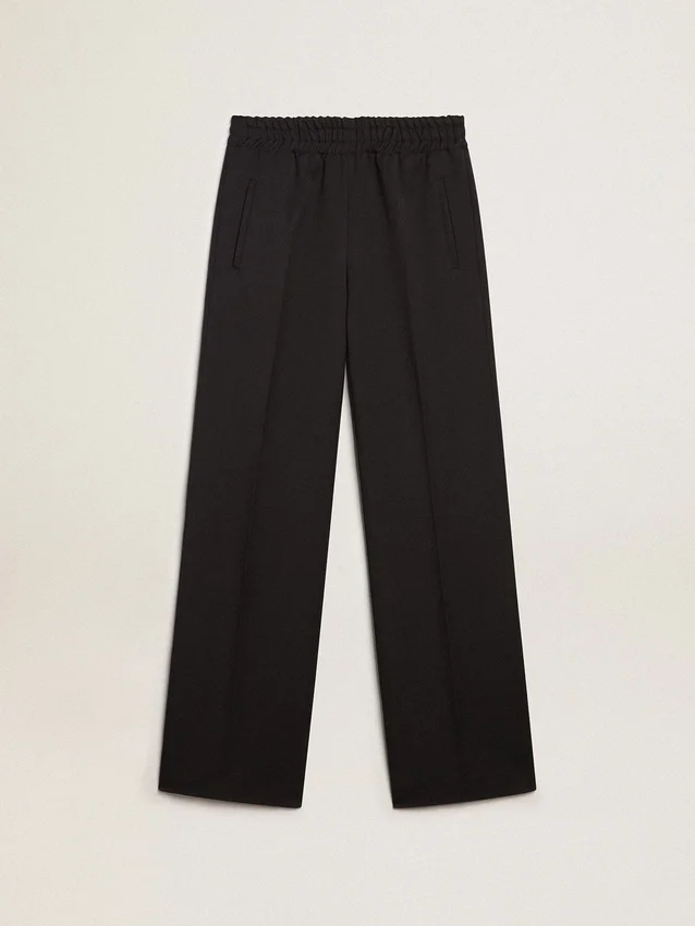 Pantaloni da donna in gabardina di lana blu scuro