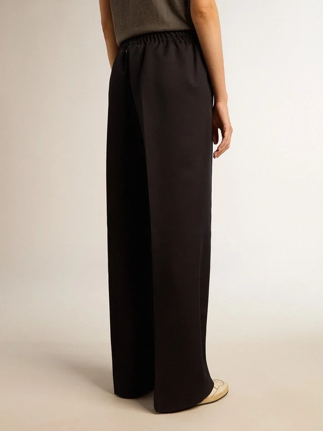 Pantaloni da donna in gabardina di lana blu scuro