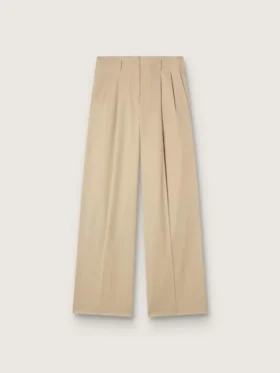 Pantaloni da donna in gabardina di lana color sabbia