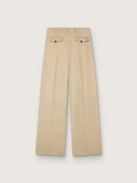 Pantaloni da donna in gabardina di lana color sabbia