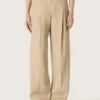Pantaloni da donna in gabardina di lana color sabbia
