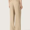 Pantaloni da donna in gabardina di lana color sabbia