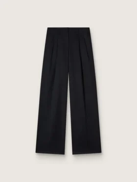 Pantaloni da donna in gabardina di lana nera