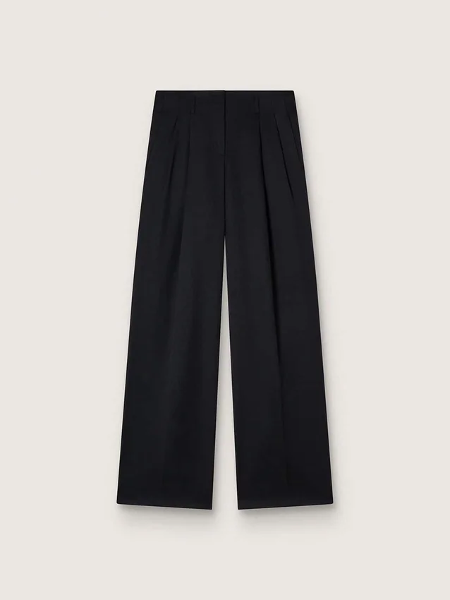 Pantaloni da donna in gabardina di lana nera