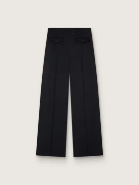 Pantaloni da donna in gabardina di lana nera