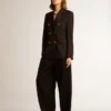 Pantaloni da donna in gabardina di lana nera
