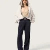 Pantaloni da donna in gabardina di lana nera