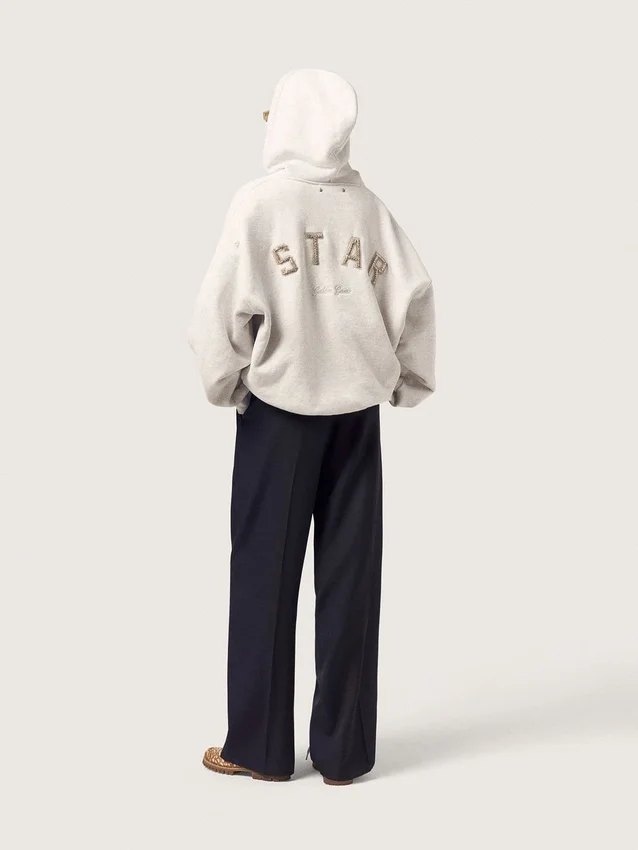 Pantaloni da donna in gabardina di lana nera
