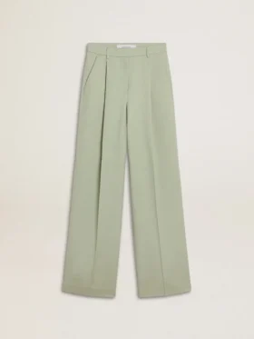 Pantaloni da donna in lana verde salvia