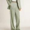 Pantaloni da donna in lana verde salvia