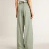 Pantaloni da donna in lana verde salvia