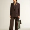 Pantaloni da donna in lana vergine marrone