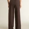 Pantaloni da donna in lana vergine marrone