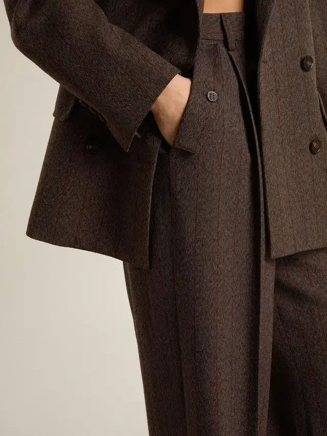 Pantaloni da donna in lana vergine marrone