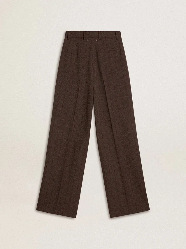 Pantaloni da donna in lana vergine marrone