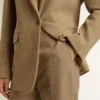 Pantaloni da donna in misto lino a spina di pesce color sabbia