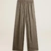 Pantaloni da donna in misto viscosa e seta con motivo floreale