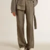 Pantaloni da donna in misto viscosa e seta con motivo floreale