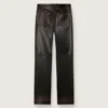 Pantaloni da donna in nappa bordeaux scuro con finitura vintage
