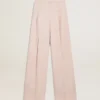 Pantaloni da donna in tessuto di lana sartoriale rosa