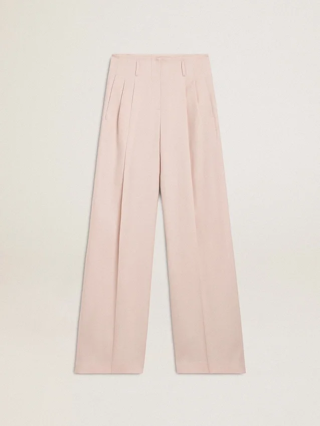 Pantaloni da donna in tessuto di lana sartoriale rosa