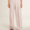 Pantaloni da donna in tessuto di lana sartoriale rosa