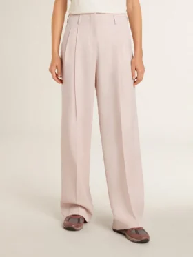 Pantaloni da donna in tessuto di lana sartoriale rosa