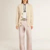 Pantaloni da donna in tessuto di lana sartoriale rosa