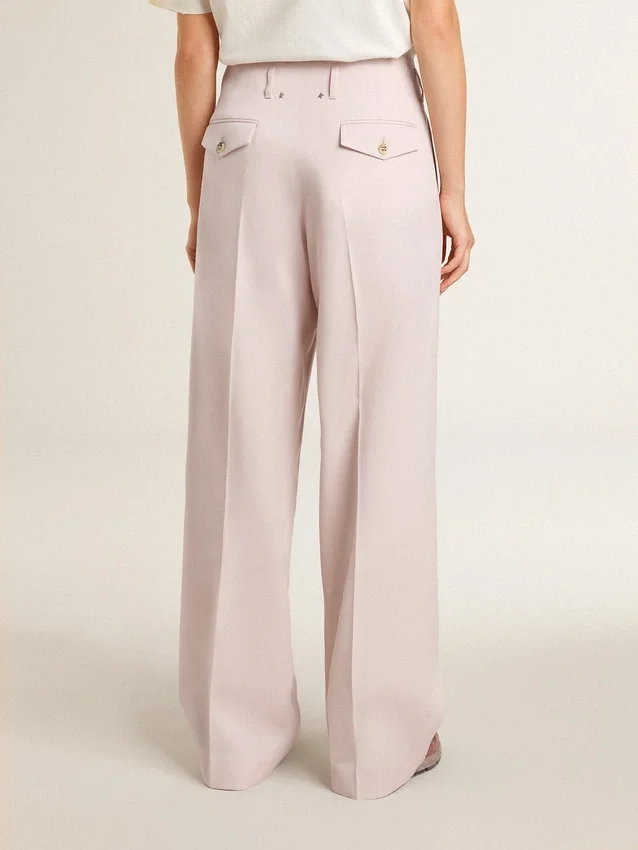 Pantaloni da donna in tessuto di lana sartoriale rosa