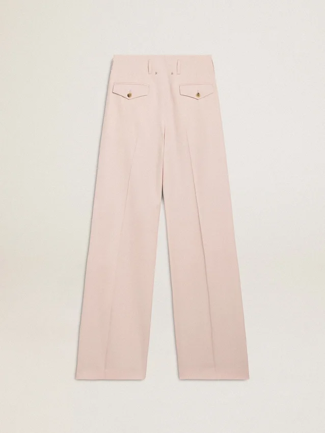 Pantaloni da donna in tessuto di lana sartoriale rosa