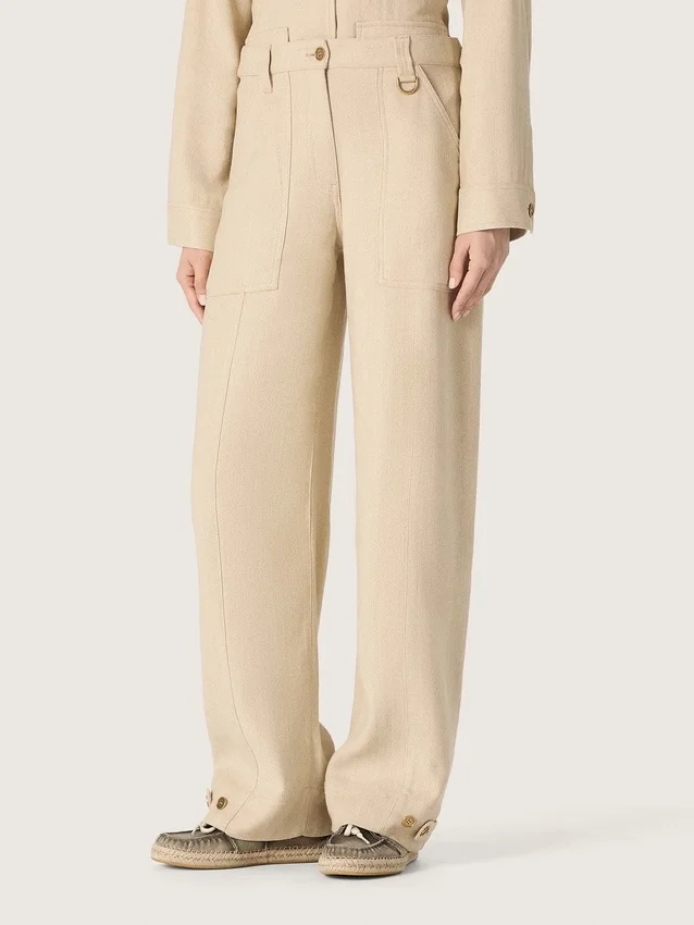 Pantaloni da donna in viscosa beige