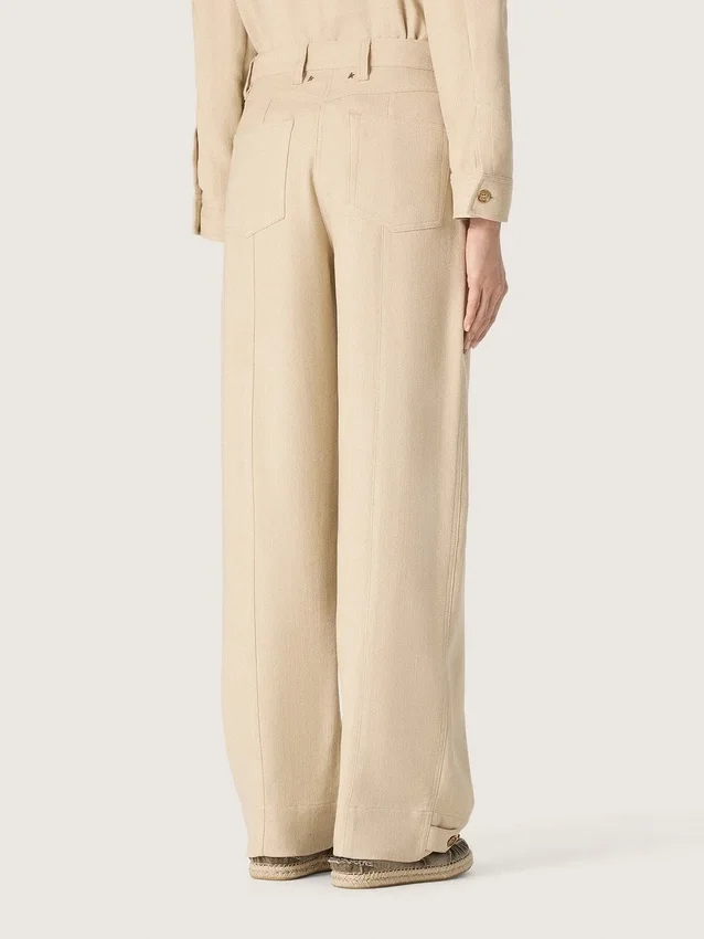 Pantaloni da donna in viscosa beige